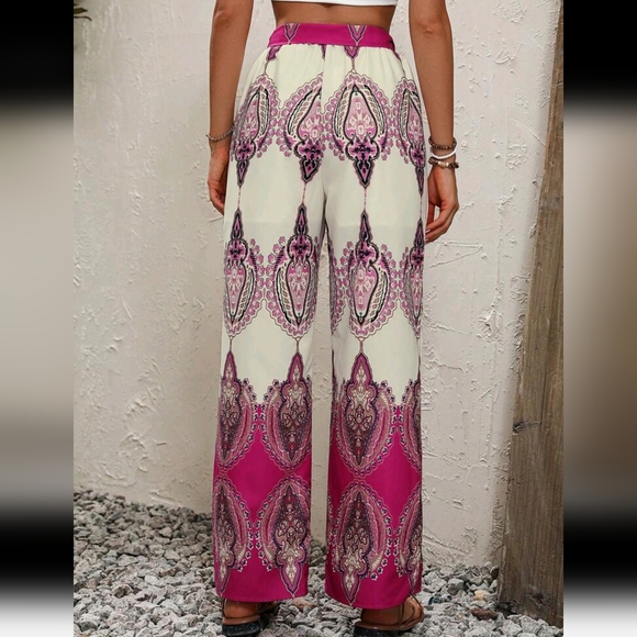 GRAPHIC PRINT PALAZZO PANTS - Picture 8 of 9